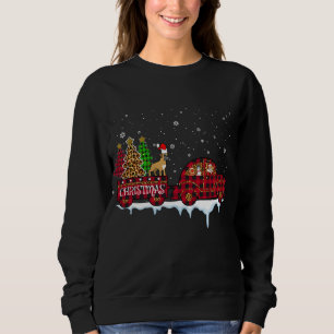 Boxer Dog Christmas Red Plaid Leopard Truck Santa Sweatshirt
