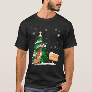 Boxer Dog Christmas Reindeer Light Santa Hat Xmas T-Shirt