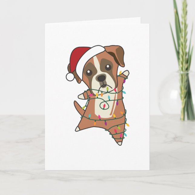 Boxer Dog Christmas Snow Winter Animals Dogs Adult Holiday Card (Front)