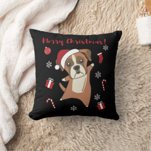 Boxer Dog Christmas Snow Winter Animals Dogs Cushion