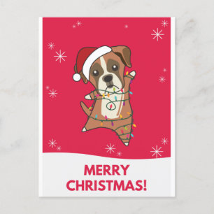 Boxer Dog Christmas Snow Winter Animals Dogs Holiday Postcard