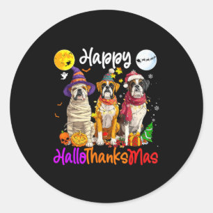Boxer Dog Christmas Thanksgiving Happy Halloween  Classic Round Sticker