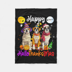 Boxer Dog Christmas Thanksgiving Happy Halloween  Fleece Blanket