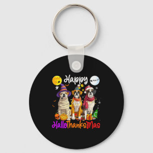 Boxer Dog Christmas Thanksgiving Happy Halloween  Key Ring