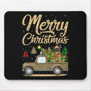 Boxer Dog Christmas Tree Leopard Truck Dog Christm Mouse Pad