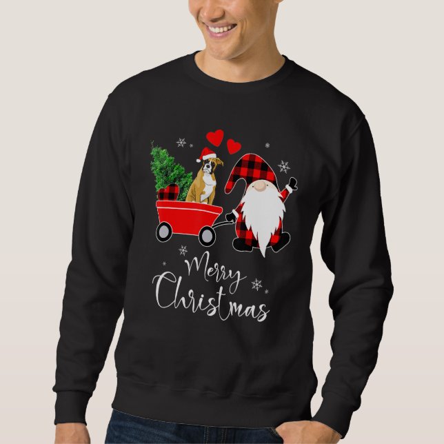 Boxer Dog Christmas With Santa Hat Pyjamas Sweatshirt (Front)