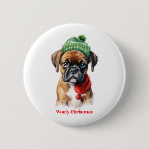 Boxer Dog Christmas X-Mas wish gift Woofy Christma 6 Cm Round Badge
