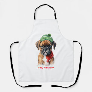 Boxer Dog Christmas X-Mas wish gift Woofy Christma Apron