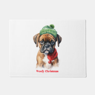 Boxer Dog Christmas X-Mas wish gift Woofy Christma Doormat