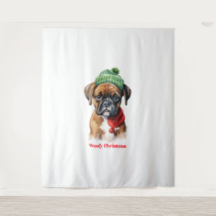 Boxer Dog Christmas X-Mas wish gift Woofy Christma Tapestry