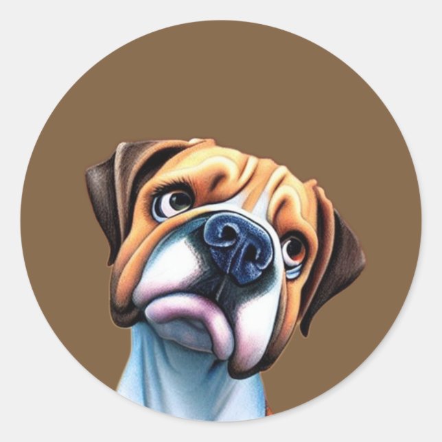 Boxer Dog Classic Round Sticker (Front)