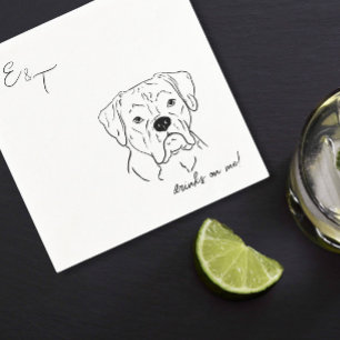 Boxer Dog Cocktail wedding napkins 
