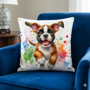 Boxer Dog Colour Splash Cushion
