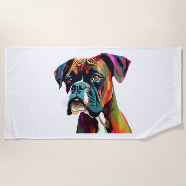 Boxer Dog Colourful Beach Towel (Front)