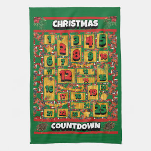 Boxer Dog Countdown Christmas Advent Calendar Tea Towel