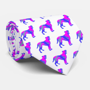 Boxer Dog Cute Pink Silhouette White Tie