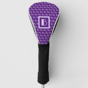 Boxer Dog Cute Purple Silhouette Monogram Golf Head Cover