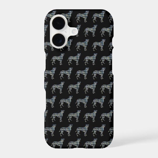 Boxer Dog Cute Silhouette Grid Black iPhone Case (Back)
