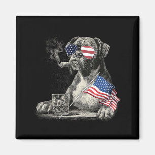 Boxer Dog Dad Patriotic Aamerican Flag July Fourth Magnet