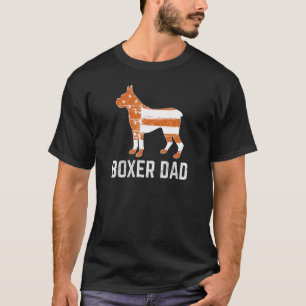 Boxer Dog Dad Vintage Patriotic With American Flag T-Shirt