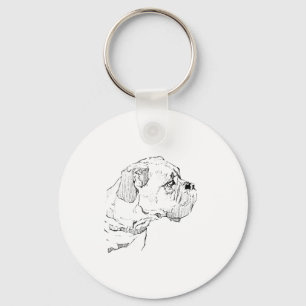 Boxer Dog – Dog Lover Minimalist Illustration Key Ring