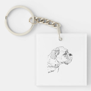 Boxer Dog – Dog Lover Minimalist Illustration Key Ring