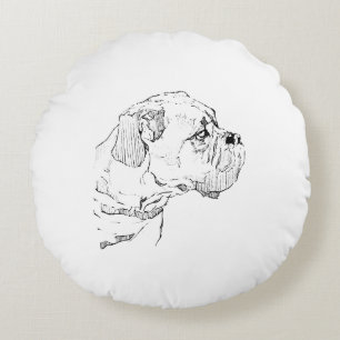 Boxer Dog – Dog Lover Minimalist Illustration Round Cushion
