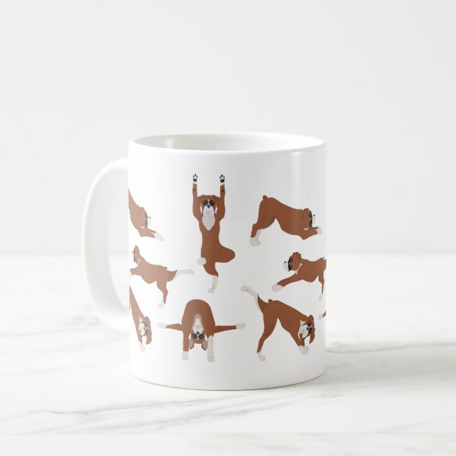 Boxer dog doing yoga coffee mug (Front Left)