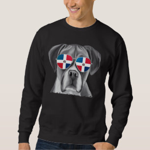 Boxer Dog Dominican Flag Sunglasses Sweatshirt