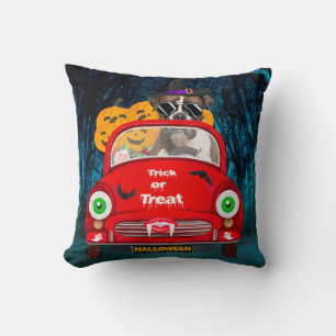 Boxer Dog Driving Car Scary Halloween Cushion