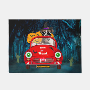 Boxer Dog Driving Car Scary Halloween Doormat