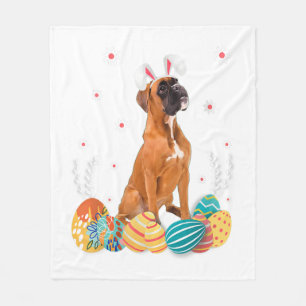 Boxer Dog Easter Bunny Shirt Dog Fleece Blanket
