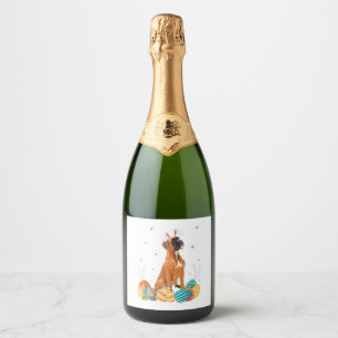 Boxer Dog Easter Bunny Shirt Dog Sparkling Wine Label