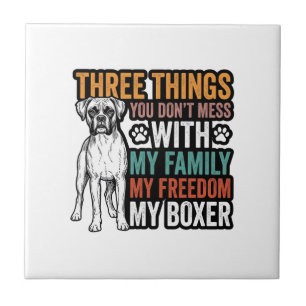 Boxer Dog Family Freedom Vintage Shirt Design_1 Ceramic Tile