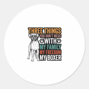 Boxer Dog Family Freedom Vintage Shirt Design_1 Classic Round Sticker