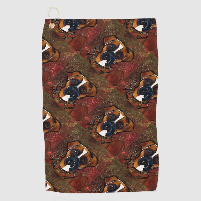 Boxer Dog Golf Towel (Front)