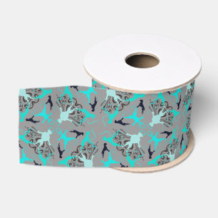 Boxer Dog green black Grosgrain Ribbon