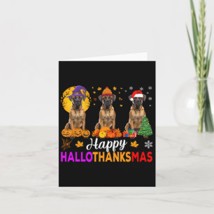 Boxer Dog Halloween Christmas Hallothanksmas  Card
