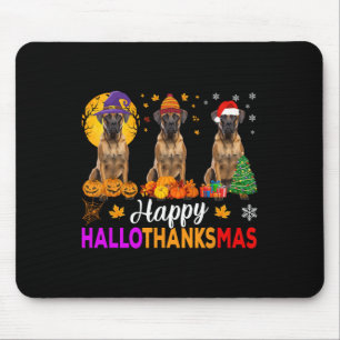 Boxer Dog Halloween Christmas Hallothanksmas Mouse Pad