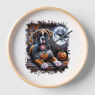 Boxer Dog Halloween Clock