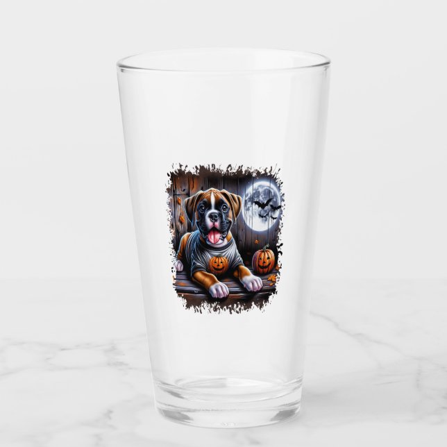 Boxer Dog Halloween Glass (Front)