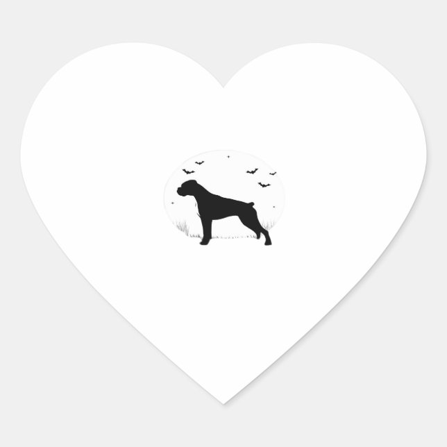 Boxer Dog � Halloween Moon Silhouette Classic T-Sh Heart Sticker (Front)