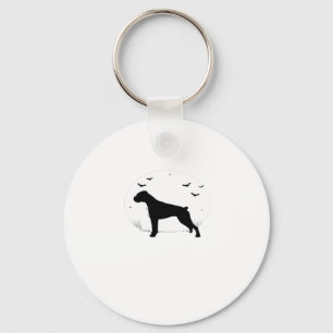 Boxer Dog � Halloween Moon Silhouette Classic T-Sh Key Ring