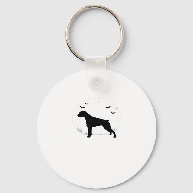 Boxer Dog � Halloween Moon Silhouette Classic T-Sh Key Ring (Front)