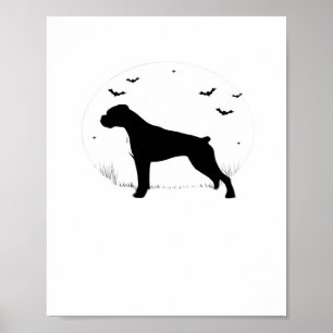 Boxer Dog – Halloween Moon Silhouette Classic T-Sh Poster