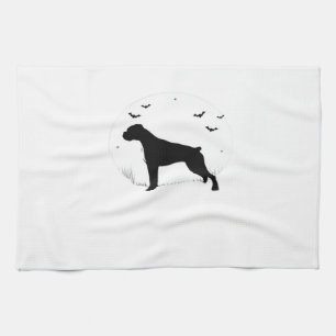 Boxer Dog � Halloween Moon Silhouette Classic T-Sh Tea Towel