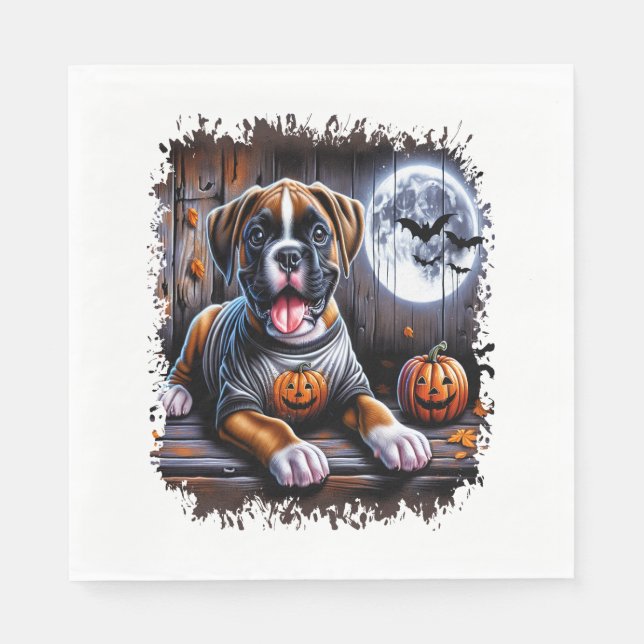 Boxer Dog Halloween Napkin (Front)