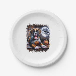Boxer Dog Halloween Paper Plate