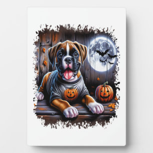 Boxer Dog Halloween Plaque