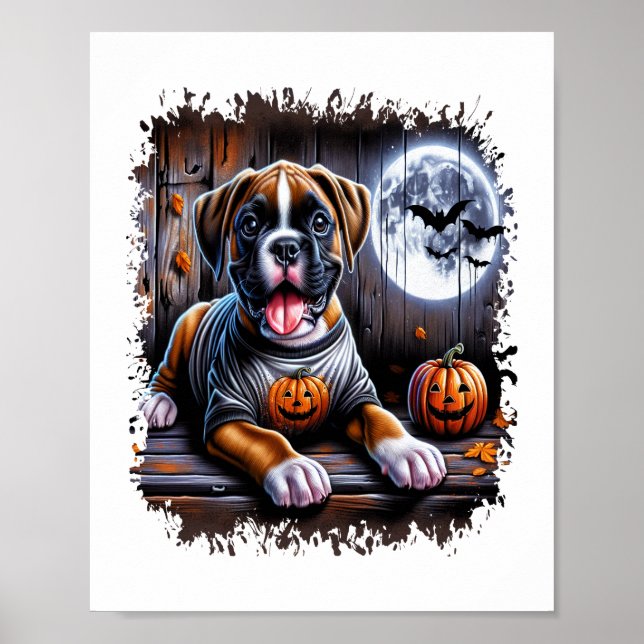 Boxer Dog Halloween Poster (Front)